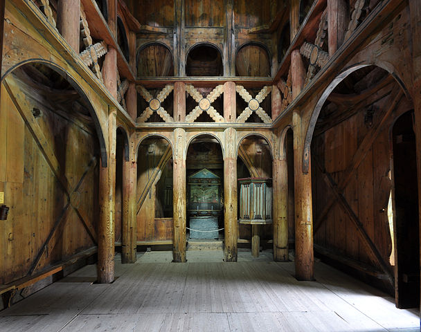 Borgun Church with interior made of wood