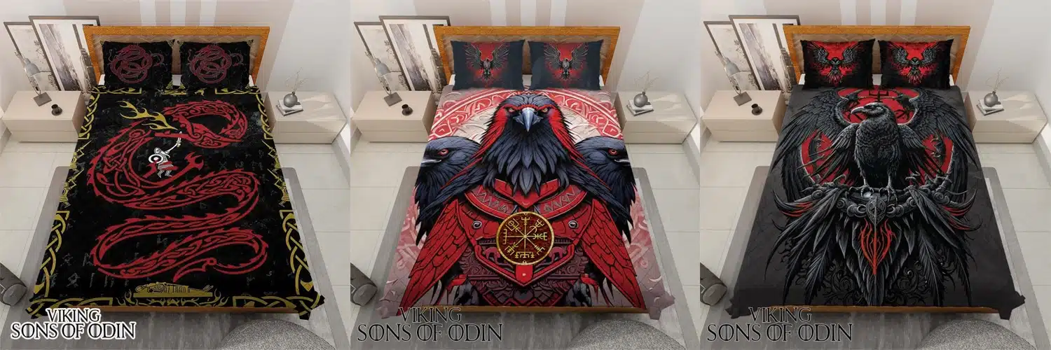 Red Christmas Viking Bedding