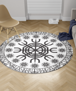 Viking Round Carpet Vegvisir And Rune