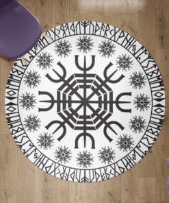 Viking Round Carpet Vegvisir And Rune