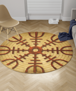 Viking Round Carpet Vegvisir Symbol