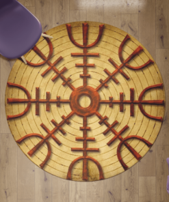 Viking Round Carpet Vegvisir Symbol