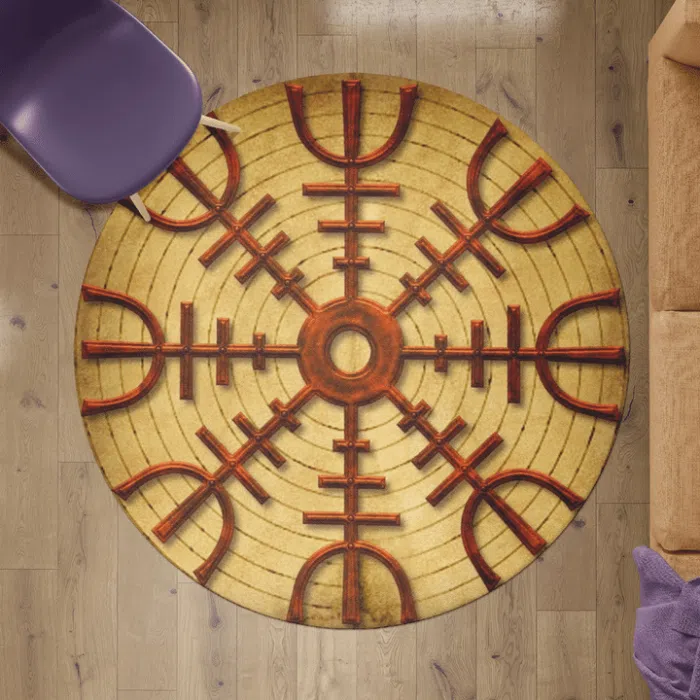 Viking Round Carpet Vegvisir Symbol