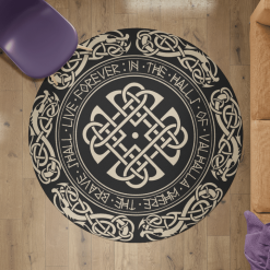 Viking Round Carpet Valhalla Where The Brave Shall Live Forever