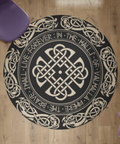 Viking Round Carpet Valhalla Where The Brave Shall Live Forever