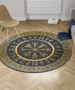 Viking Round Carpet Vegvisir And Rune