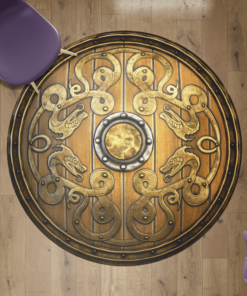 Viking Round Carpet Old Wooden Viking Shield