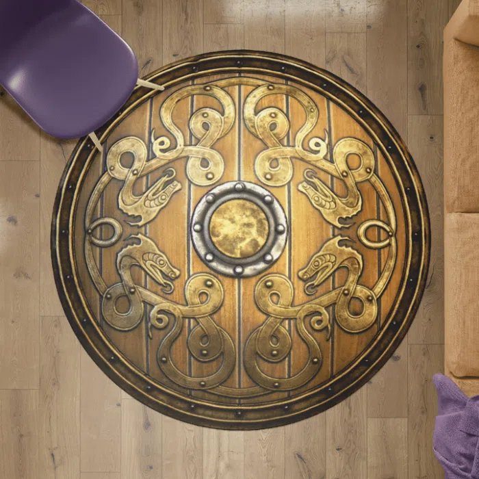 Viking Round Carpet Old Wooden Viking Shield