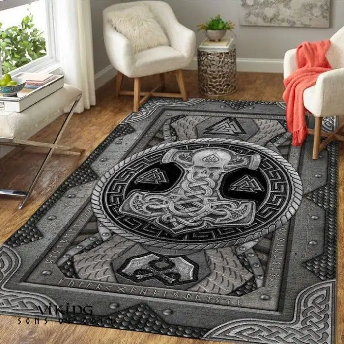 Viking Rug Thor Hammer Mjolnir Living Room Rug