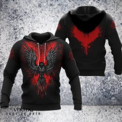 Viking Shirt Red Raven Symbol Vegvisir