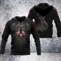 Viking Shirt Skull Raven and Mjolnir