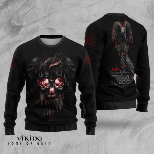 Viking Shirt Skull Raven and Mjolnir
