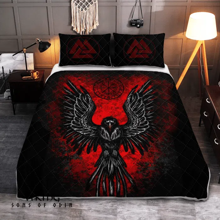 Viking Bedding Set Vegvisir and Raven