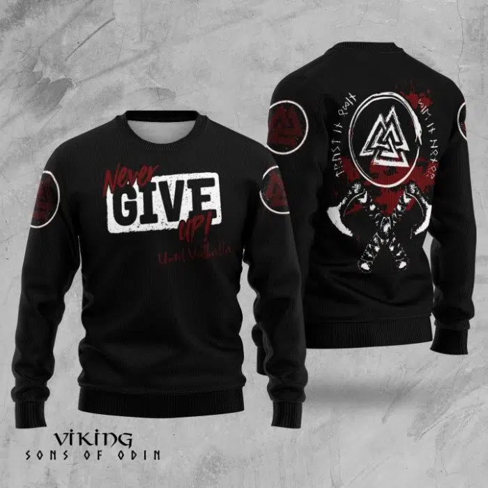 Viking TShirt Never Give Up Runestone