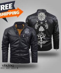 Viking Fleece Trend Leather Jacket Tree Of Life Sons Of Odin