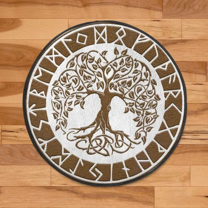 Viking Round Carpet Tree of Life Rune