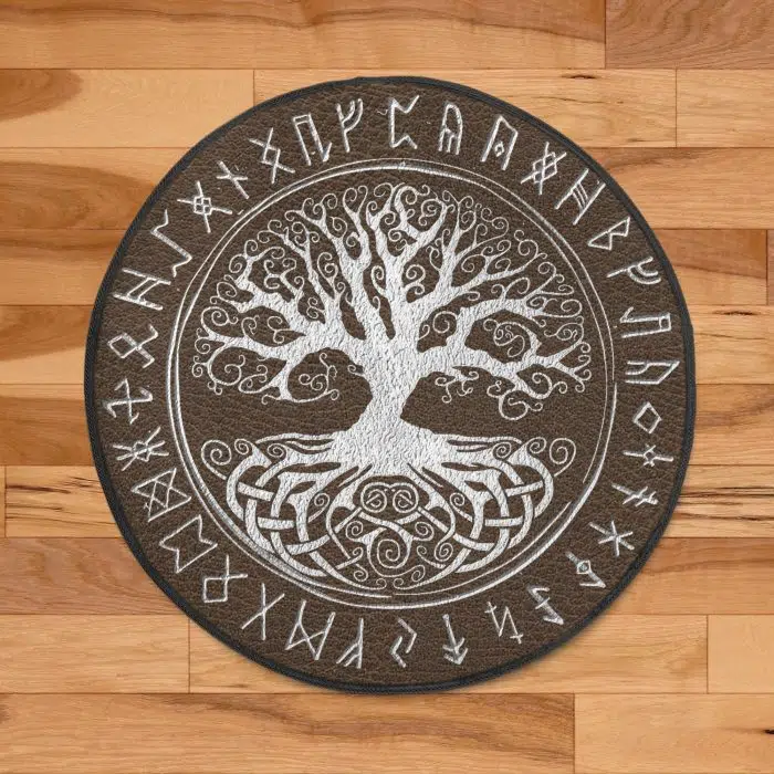 Viking Round Carpet Tree of Life Rune