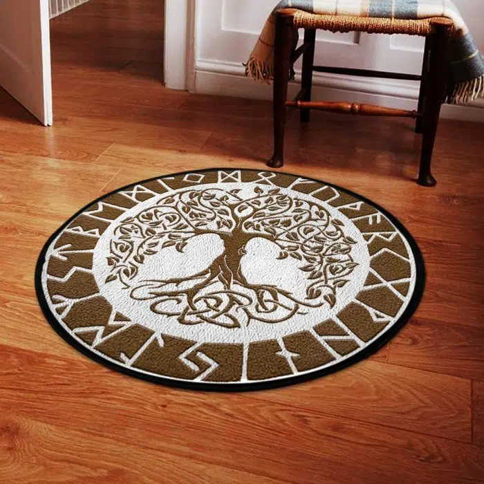 Viking Round Carpet Tree of Life Rune