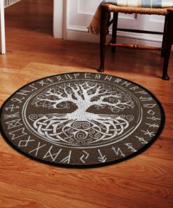 Viking Round Carpet Tree of Life Rune