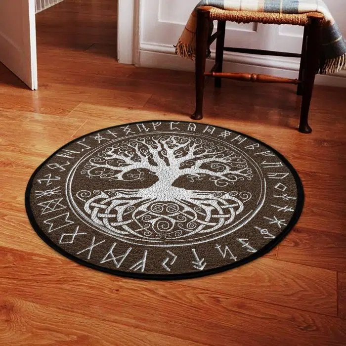 Viking Round Carpet Tree of Life Rune