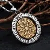 Viking Necklace Rune Vintage Nordic Compass Gold