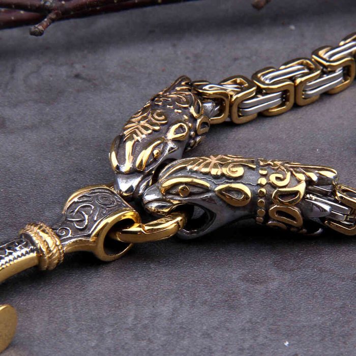 Viking Necklace Dragon Thor's Hammer Chain