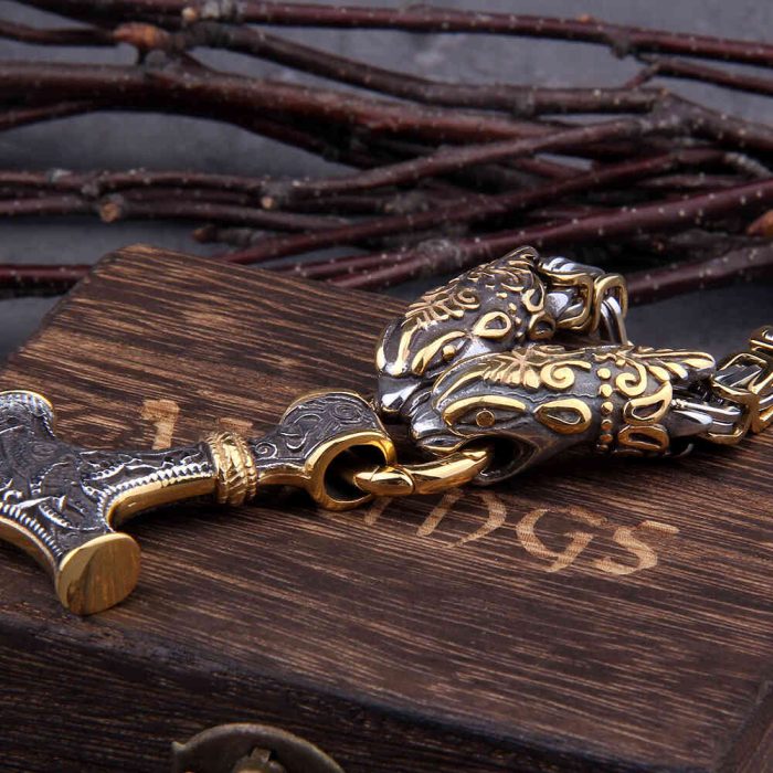 Viking Necklace Dragon Thor's Hammer Chain
