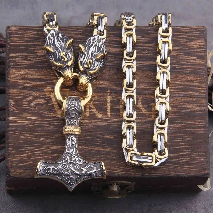 Viking Necklace Dragon Thor's Hammer Chain