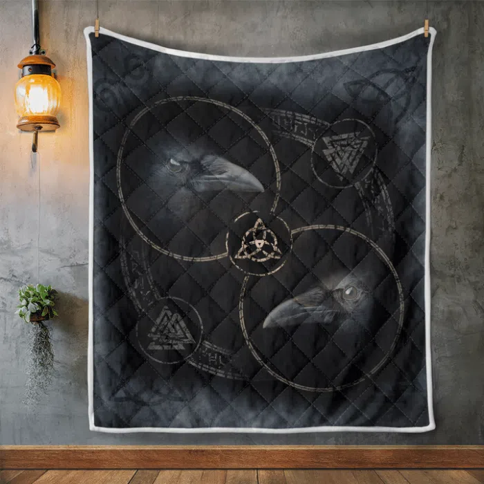 Viking Quilt Raven With Symbol