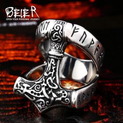 Viking Ring Nordic Myth Thor Hammer