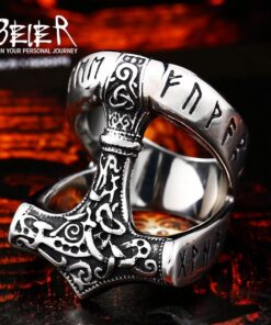 Viking Ring Nordic Myth Thor Hammer