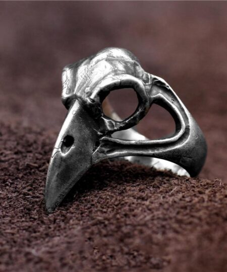 Viking Ring Crow Skull crafted in solid Stainless Steel. Written on it with the Viking Ring Crow Skull.