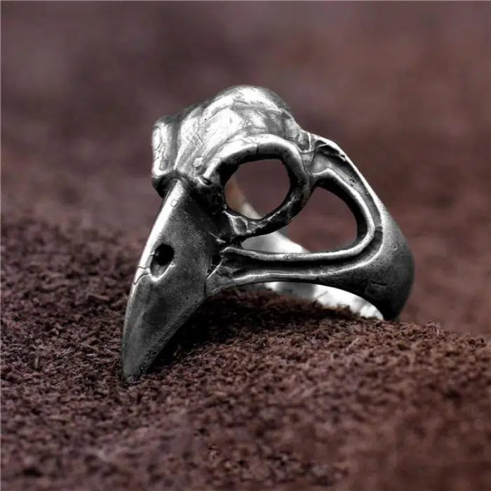 Viking Ring Crow Skull crafted in solid Stainless Steel. Written on it with the Viking Ring Crow Skull.