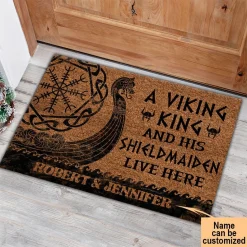 Viking Doormat A Viking King and His Shieldmaiden Live Here Personalized