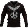 Viking Shirt Raven With Vegvisir, Viking Hoodie, Viking Zip Hoodie