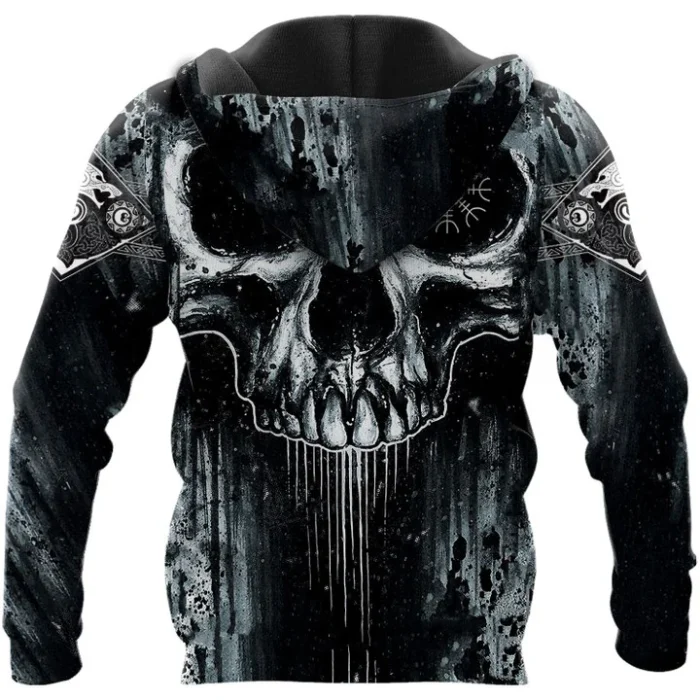 Viking Shirt Skull Vegvisir - Valknut, Viking Hoodie, Viking Zip Hoodie