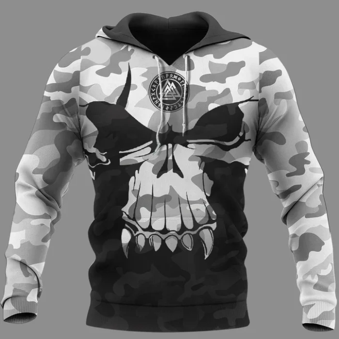Viking Shirt Viking Skull Camo Valknut, Viking Hoodie, Viking Zip Hoodie