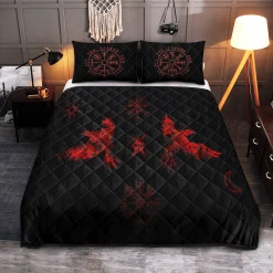 Viking Bedding Set Raven And Rune | Viking Bed Set