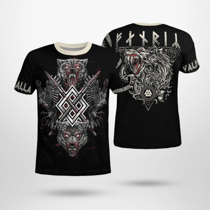 Viking Shirt Fenrir Wolf And Raven Viking | Viking Hoodie, Viking Zip Hoodie
