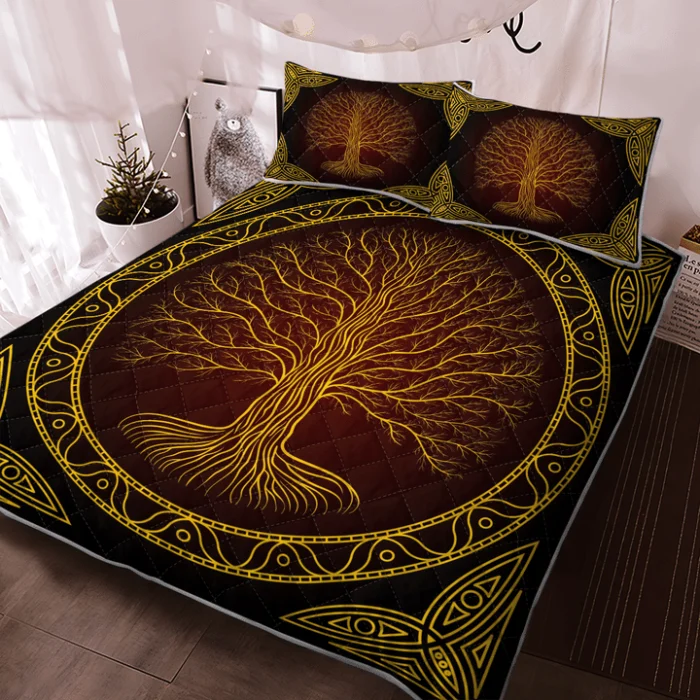 Viking Bedding Set Yggdrasil Tree At Night | Viking Bed Set