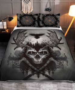 Viking Bed Set Raven And Skull | Viking Bedding Set