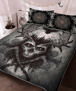 Viking Bed Set Raven And Skull | Viking Bedding Set