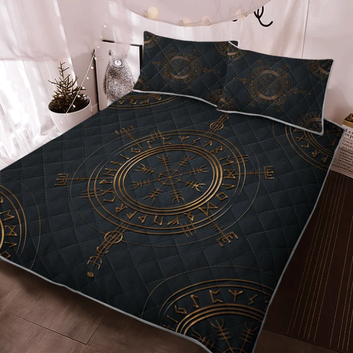 Viking Bed Set Vegvisir Gold | Viking Bedding Set