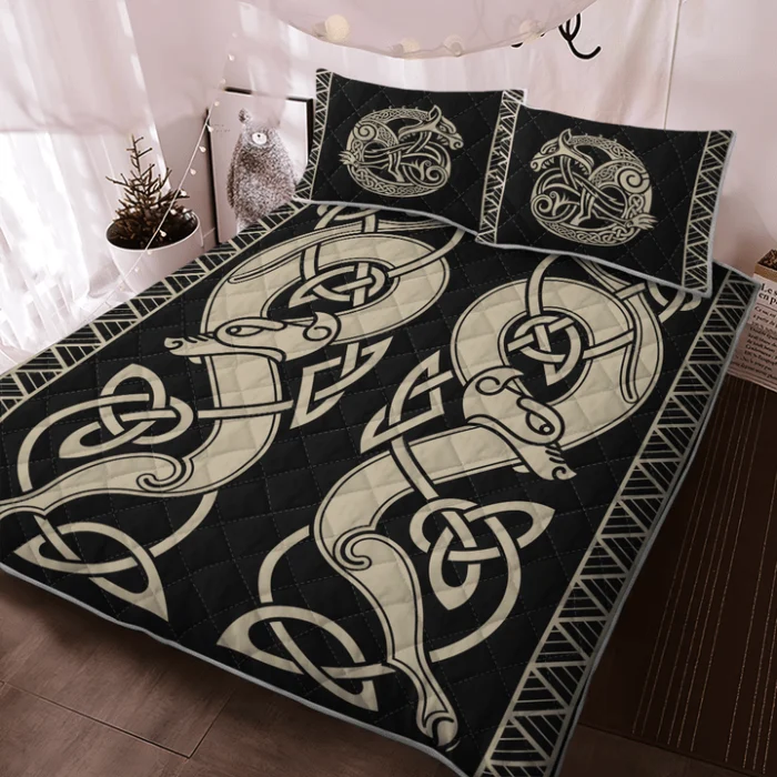 Viking Bed Set The Sons Of Fenrir Skoll And Hati | Viking Bedding Set