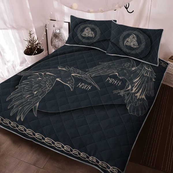 Viking Bed Set Odin's Ravens - Huginn And Muninn | Viking Bedding Set