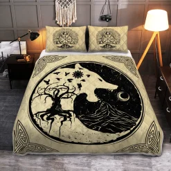 Viking Bed Set Fenrir Wolf | Viking Bedding Set