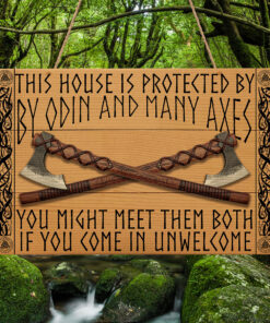 Viking Sign This house is protected by Odin and many axes you might meet them both if you come in unwelcome