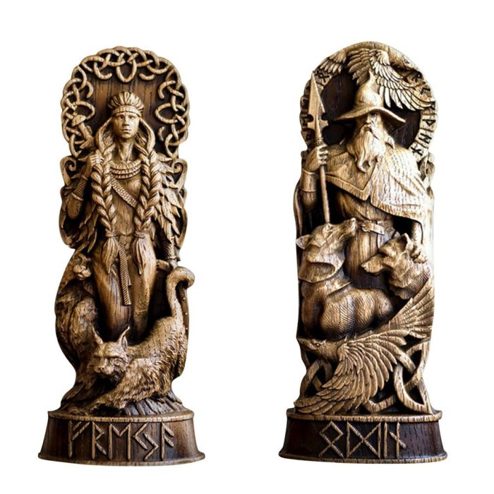 Viking Sculpture Freyja Statue Freya Norse Gods Carving Altar Heathen Asatru Viking God Goddes Sculpture Scandinavian Pantheon Resin Ornaments
