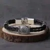 Viking Bracelet Nordic Amulet Runic Runes Beads Talisman Valknut Vegvisir Compass Trinity Symbols