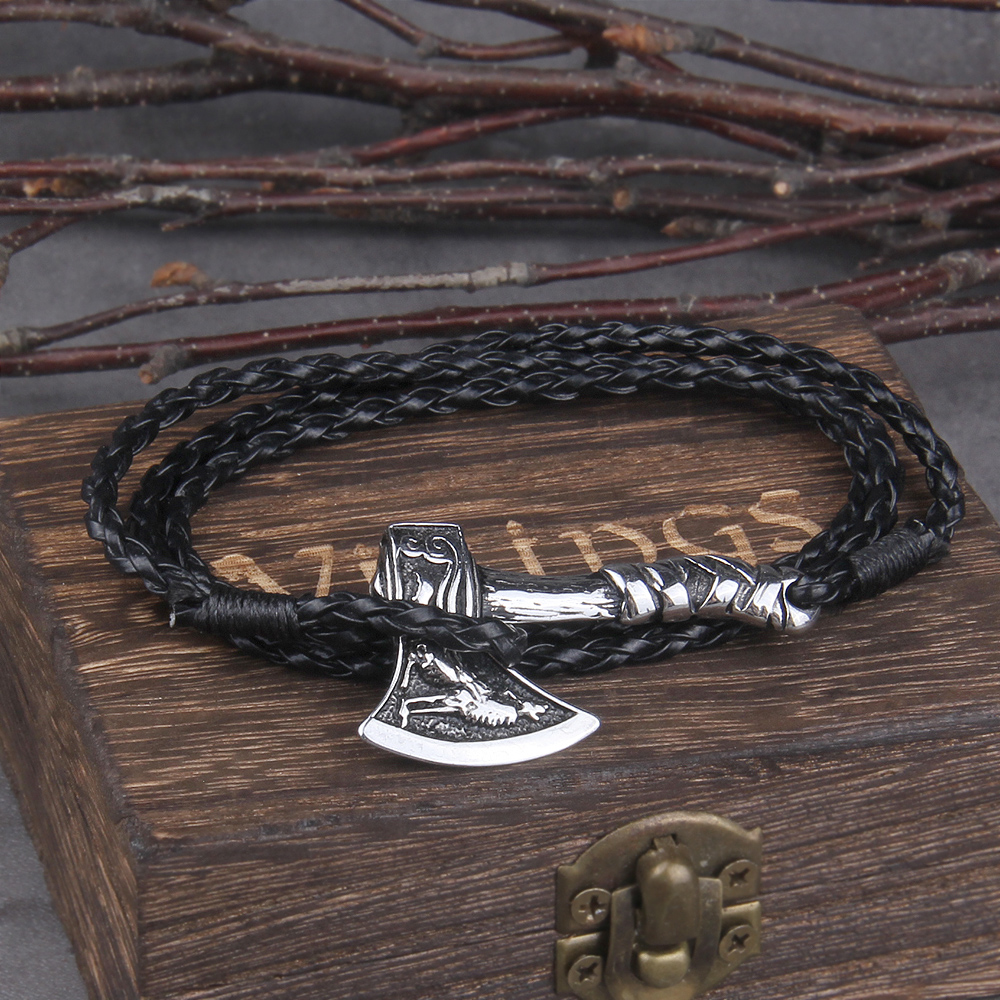 Viking Axe Bracelet Viking Rope Chain Stainless Steel Wristband Norse  Mythology | eBay